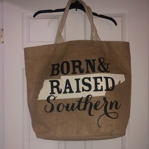 Burlap travel bag
